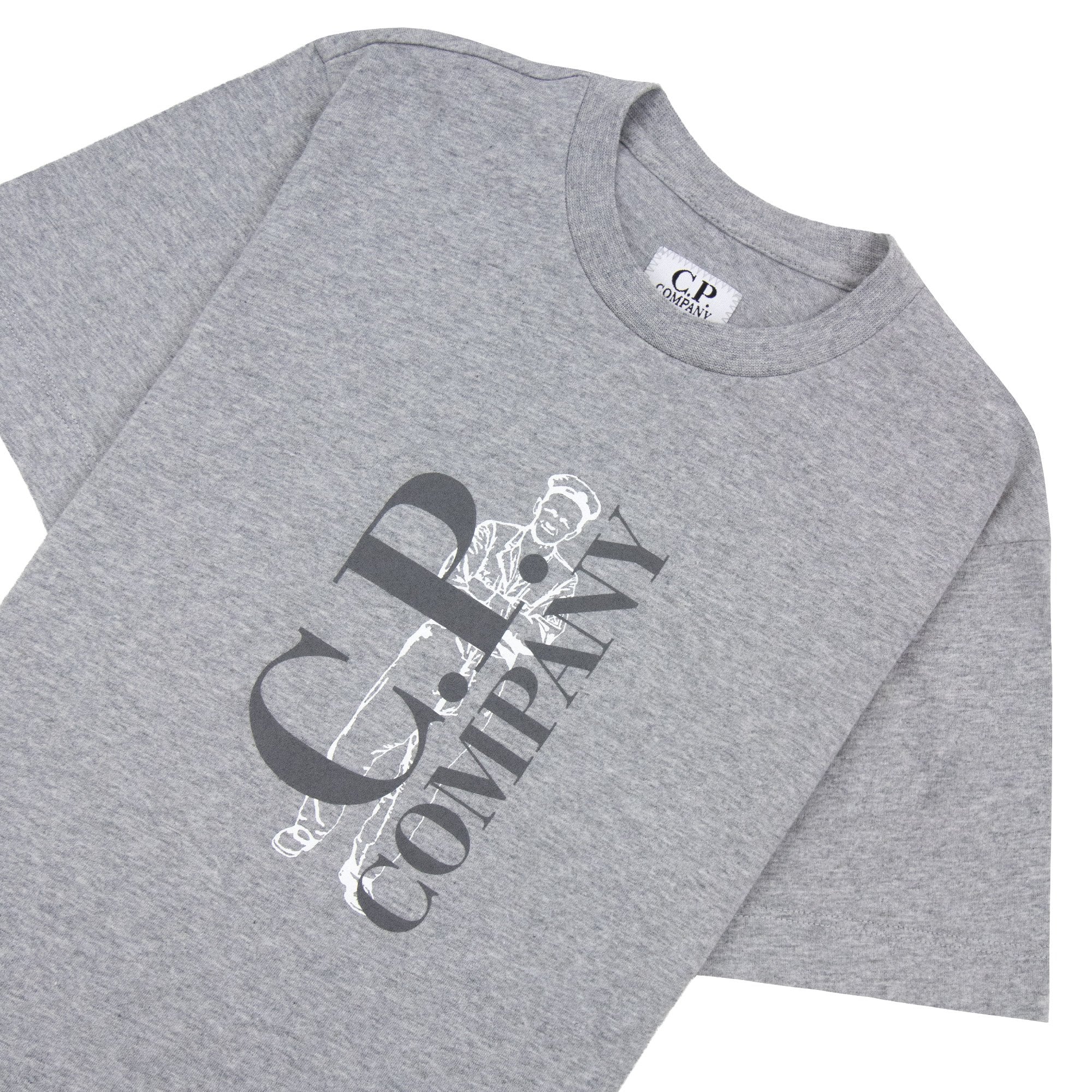 Cp Company Undersixteen 30/1 Short Sleeve Logo T Shirt Grey 60901