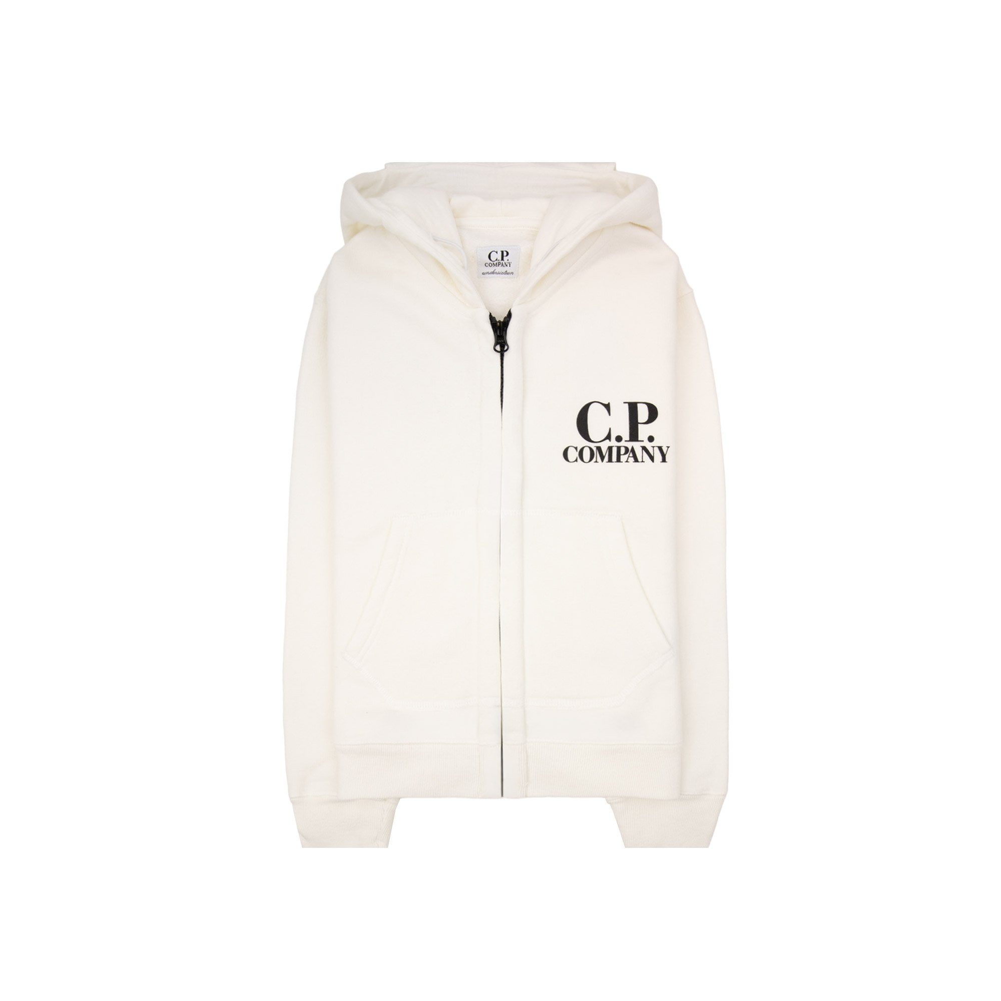 Cp Company Undersixteen Kss019a Basic Fleece Goggle Hooded Sweatshirt White 103
