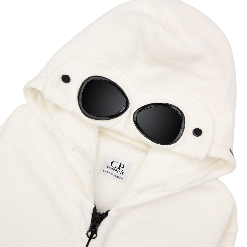 Cp Company Undersixteen Kss019a Basic Fleece Goggle Hooded Sweatshirt White 103