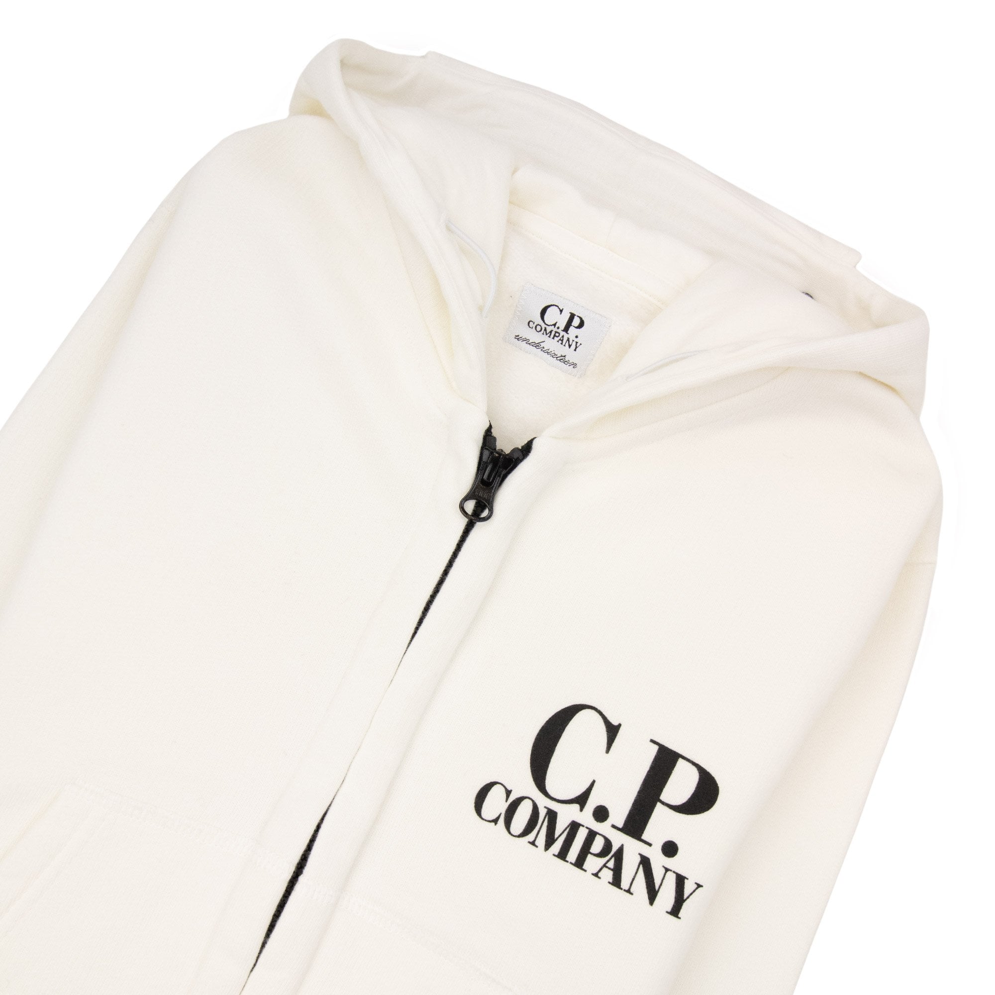 Cp Company Undersixteen Kss019a Basic Fleece Goggle Hooded Sweatshirt White 103