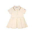 Moncler Junior Pleated Cotton Polo Shirt Dress Beige 050