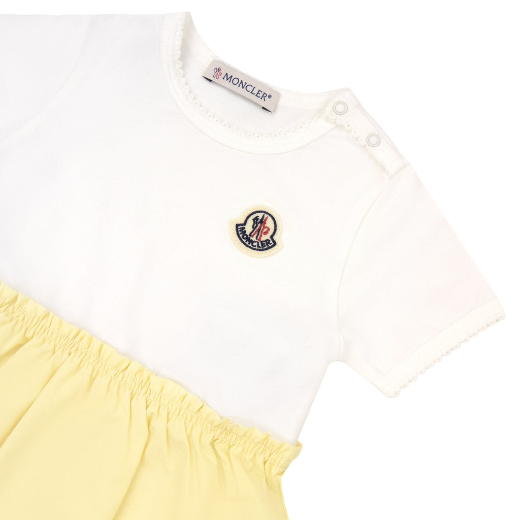 Moncler Junior Embroidered Logo Infant Dress Yellow F01