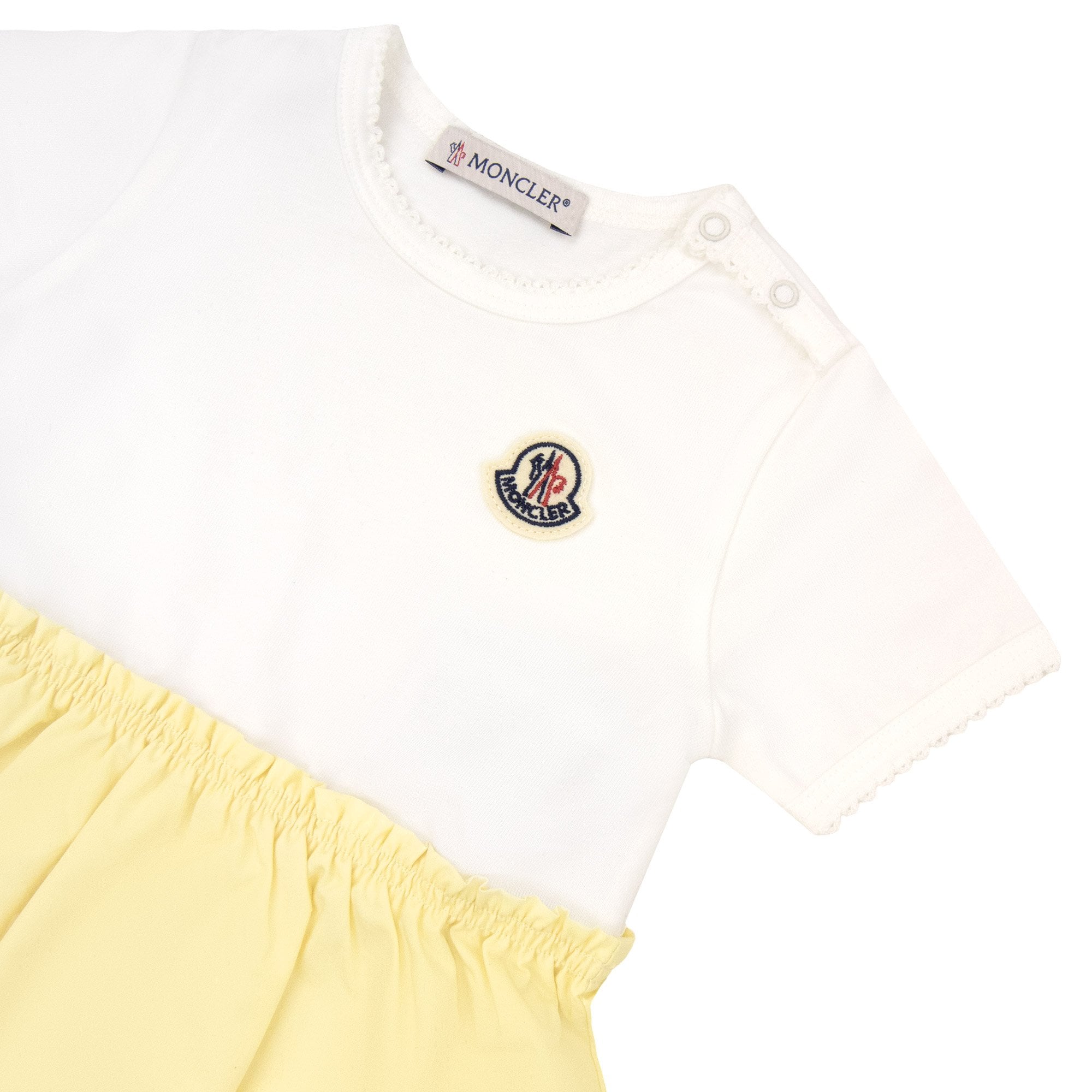 Moncler Junior Embroidered Logo Infant Dress Yellow F01