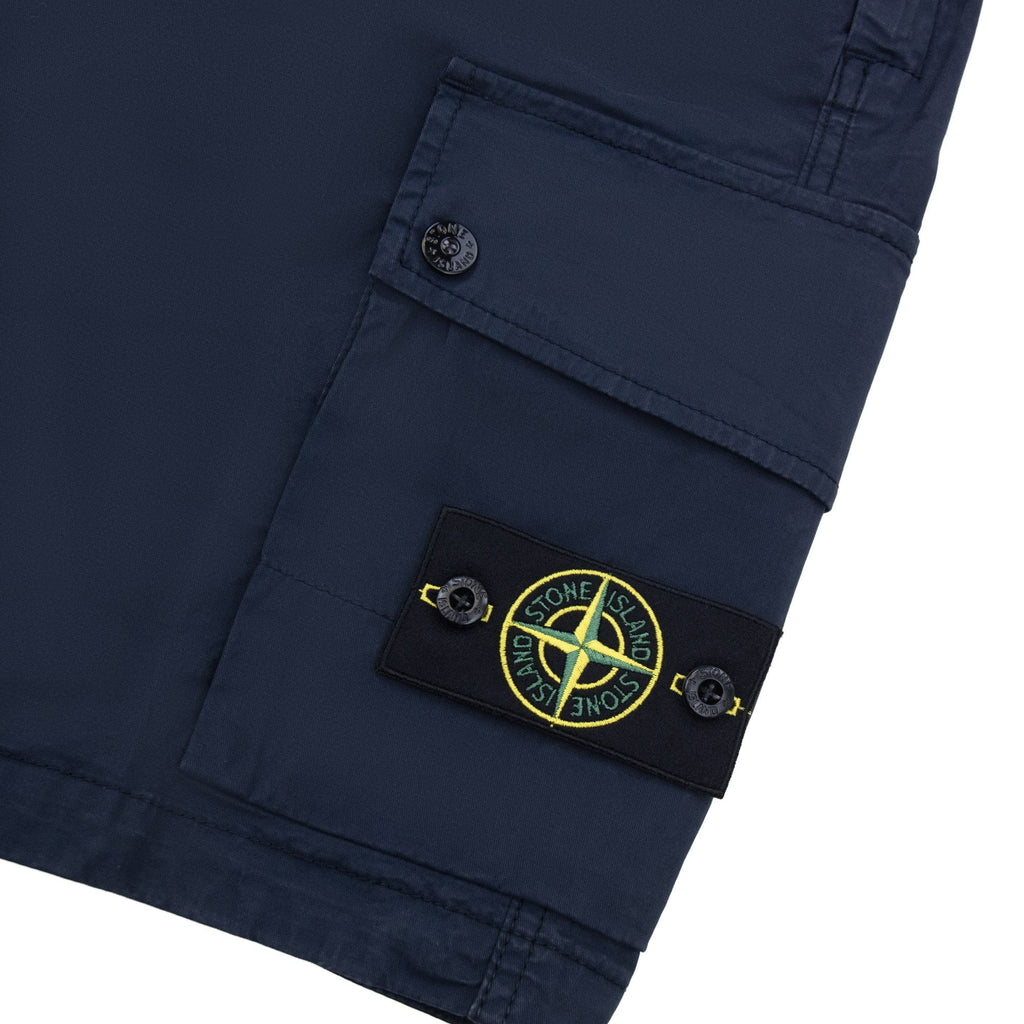 Stone Island L100019 Stretch Cotton Cargo Bermuda Shorts Navy Blue V0020