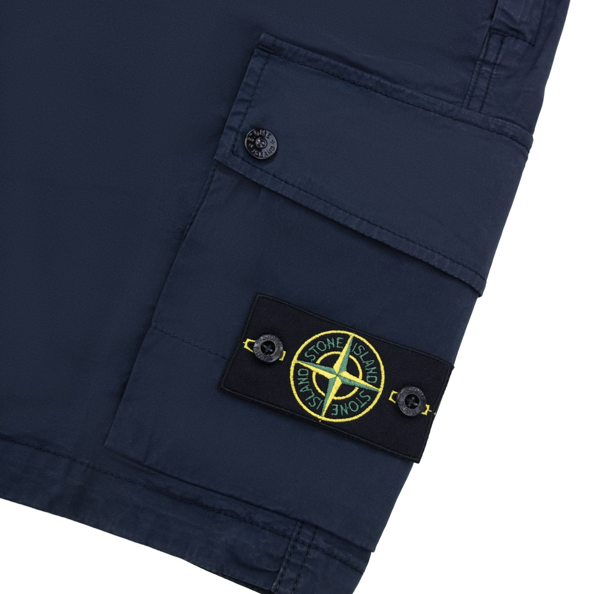 Stone Island L100019 Stretch Cotton Cargo Bermuda Shorts Navy Blue V0020