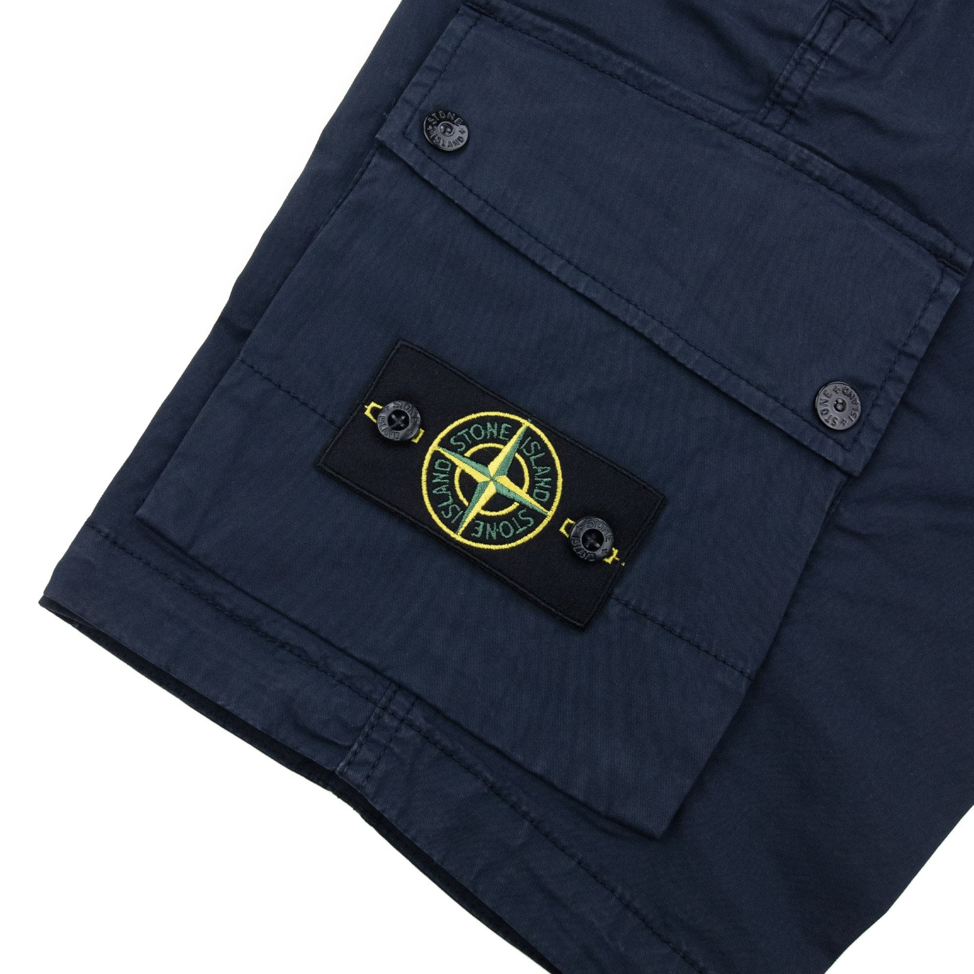 Stone Island L100019 Stretch Cotton Cargo Bermuda Shorts Navy Blue V0020