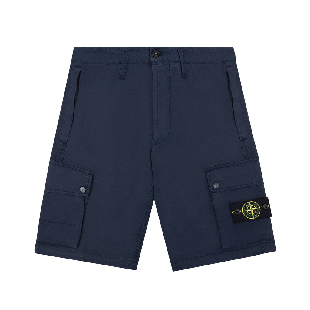 Stone Island L100019 Stretch Cotton Cargo Bermuda Shorts Navy Blue V0020