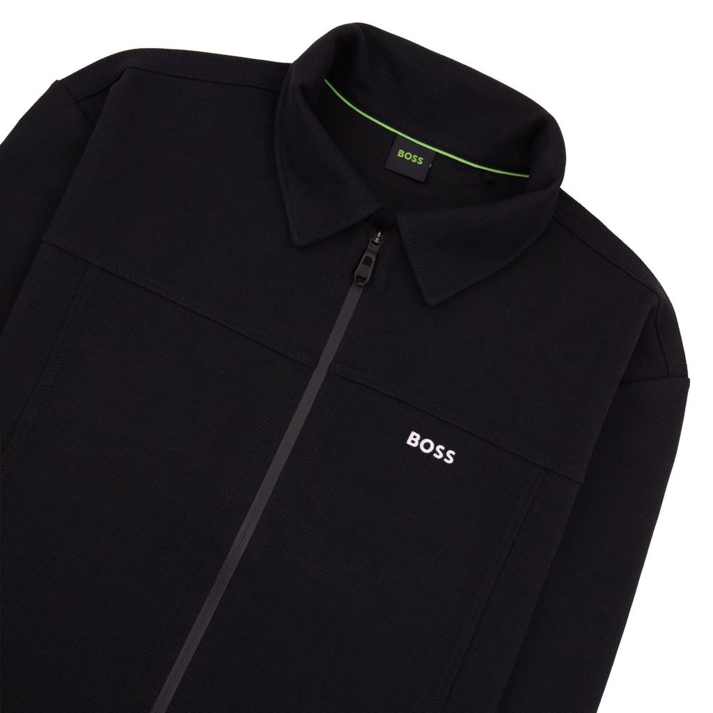 Hugo Boss Cotton Blend Full Zip Sweatshirt With Embroidered Logo Black 001