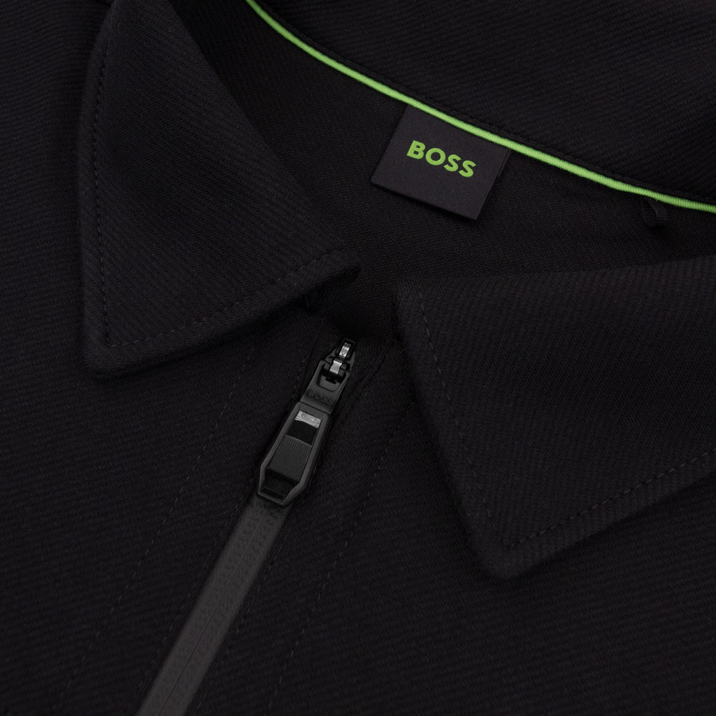 Hugo Boss Cotton Blend Full Zip Sweatshirt With Embroidered Logo Black 001