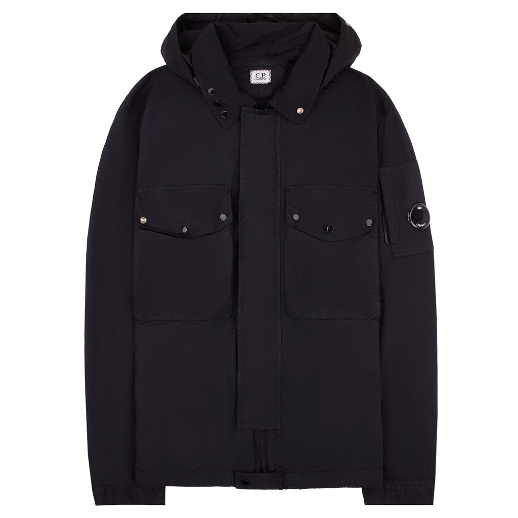 Cp Company Flatt Nylon Mixed Goggle Overshirt Black 999