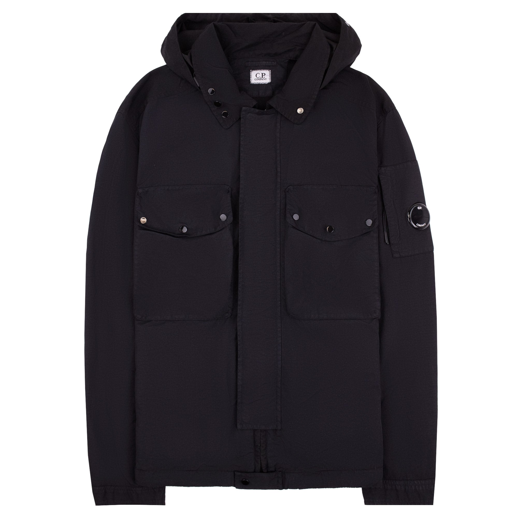 Cp Company Flatt Nylon Mixed Goggle Overshirt Black 999