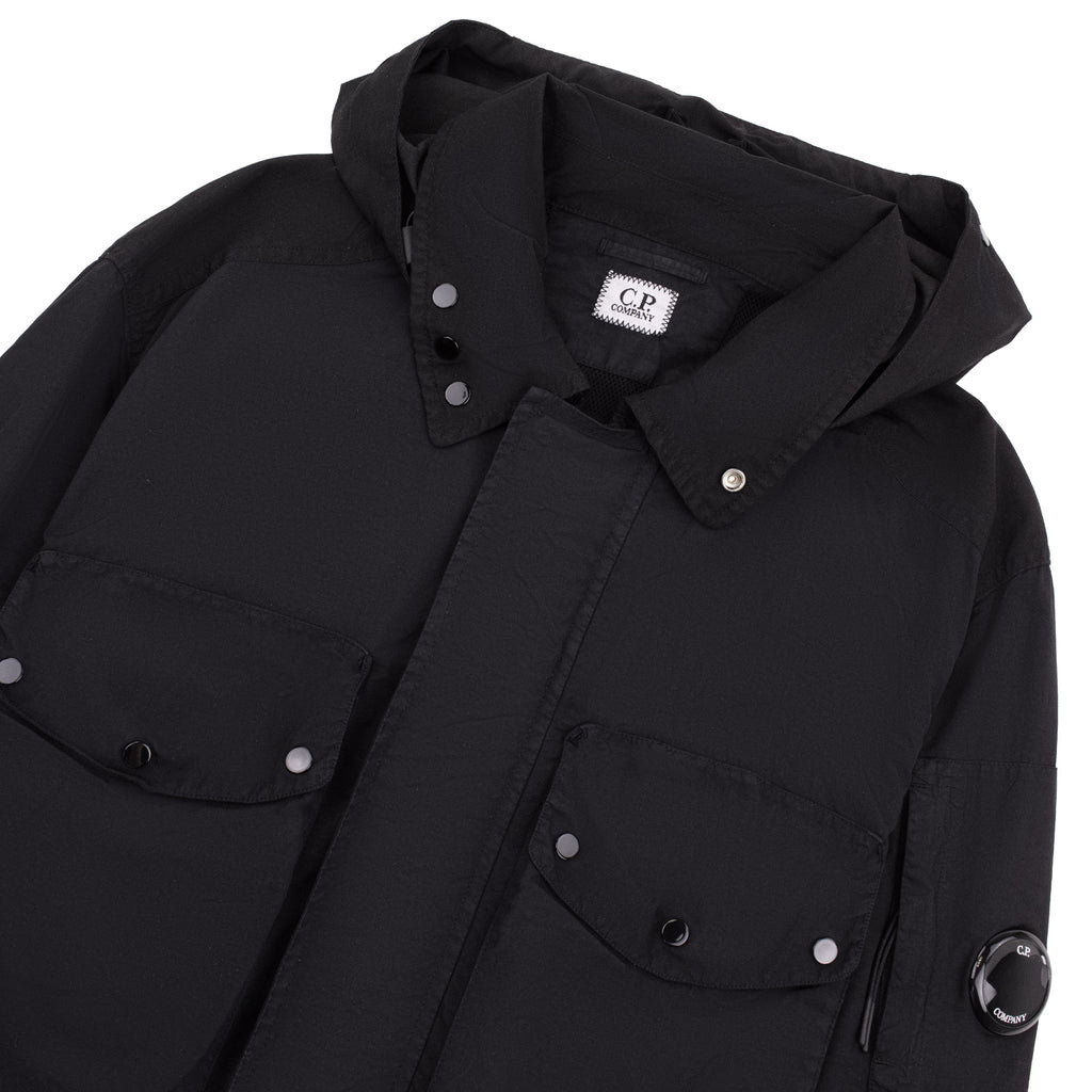 Cp Company Flatt Nylon Mixed Goggle Overshirt Black 999