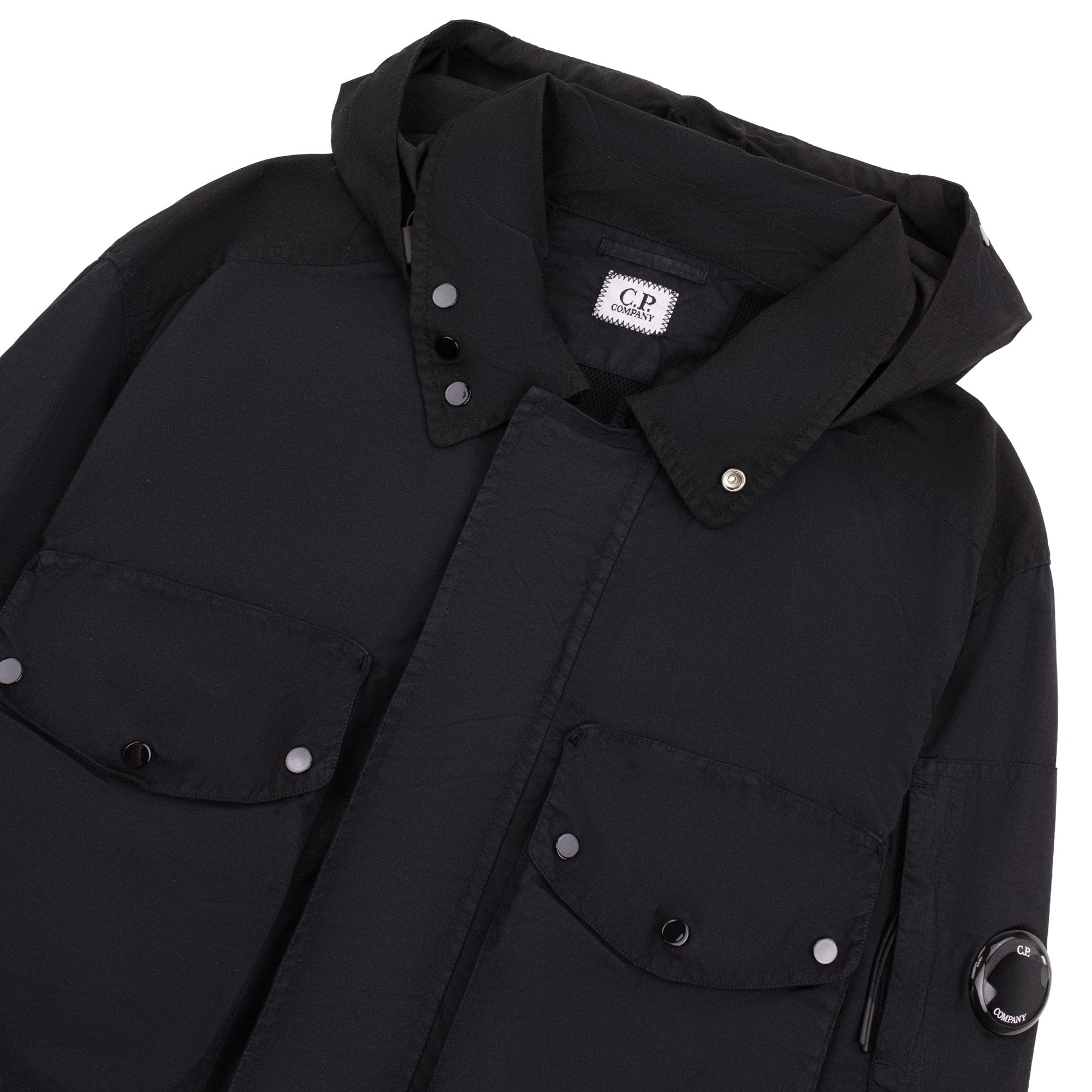 Cp Company Flatt Nylon Mixed Goggle Overshirt Black 999