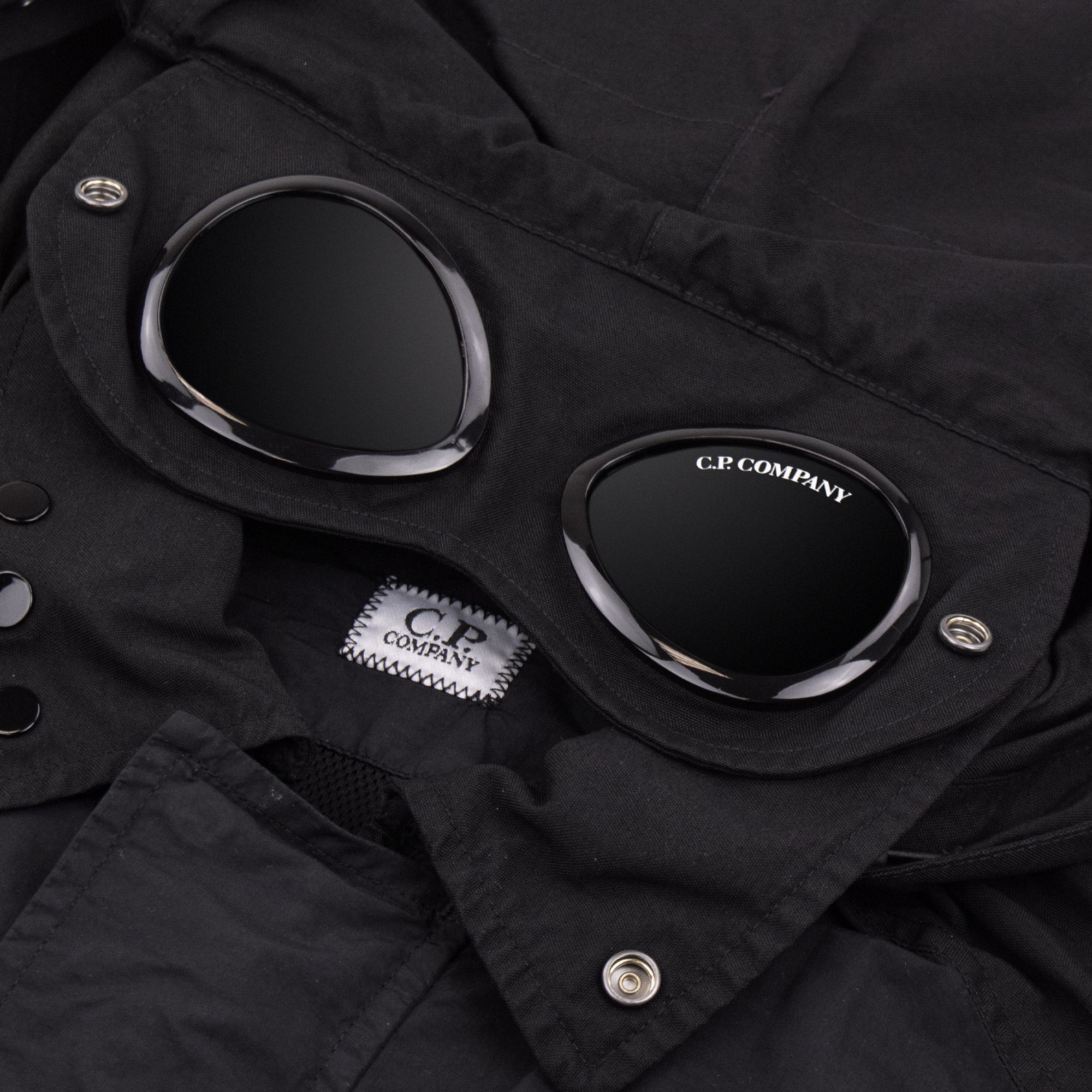 Cp Company Flatt Nylon Mixed Goggle Overshirt Black 999