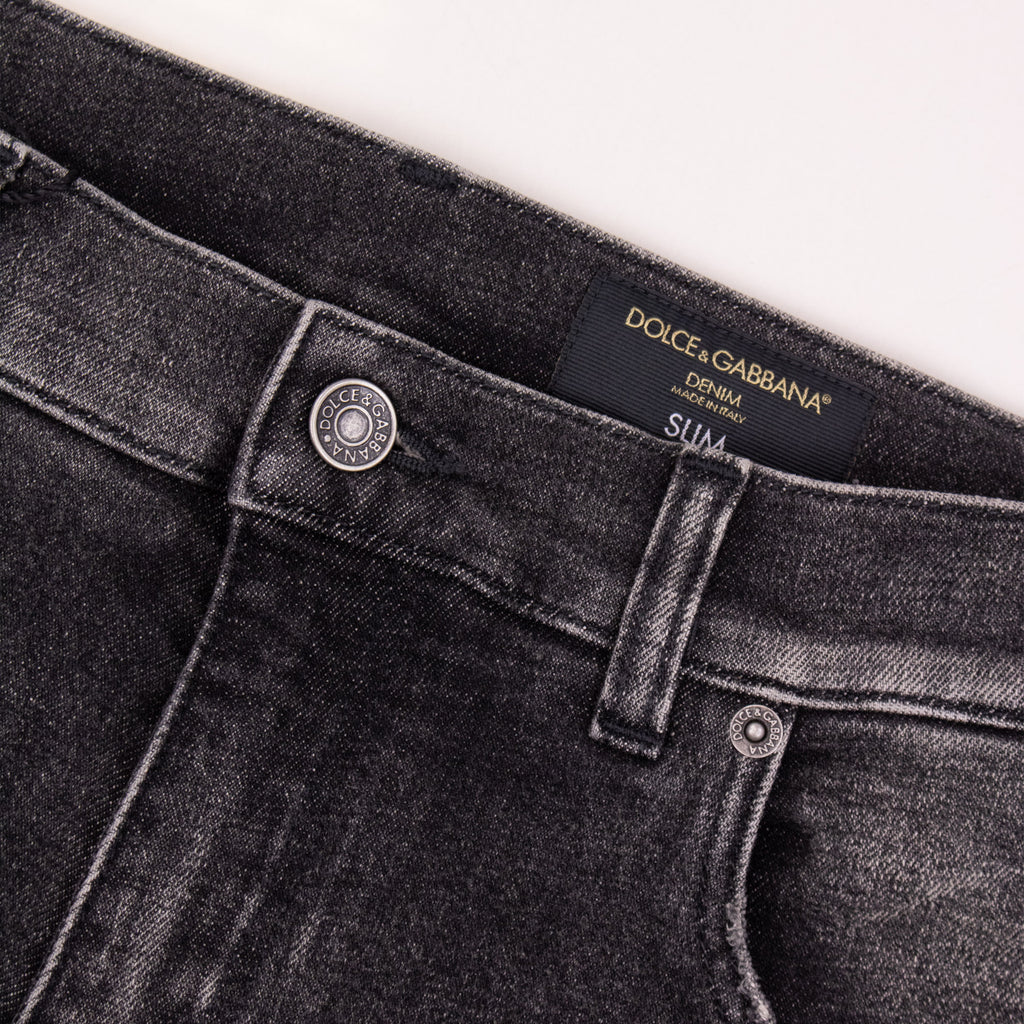 Dolce & Gabbana Slim Fit Denim Jean Black/Dark Taupe