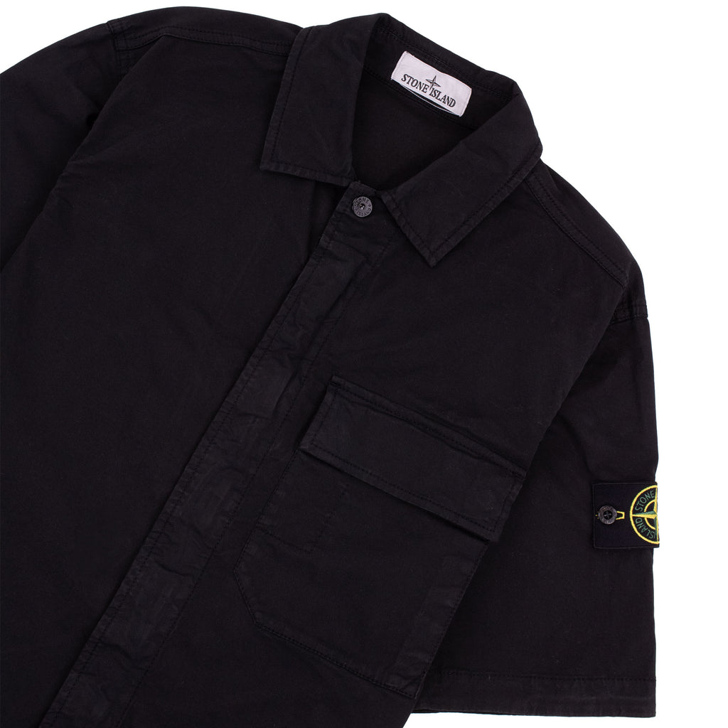 Stone Island 1100025 Stretch Cotton Twill Comfort Fit Shirt Black V0029