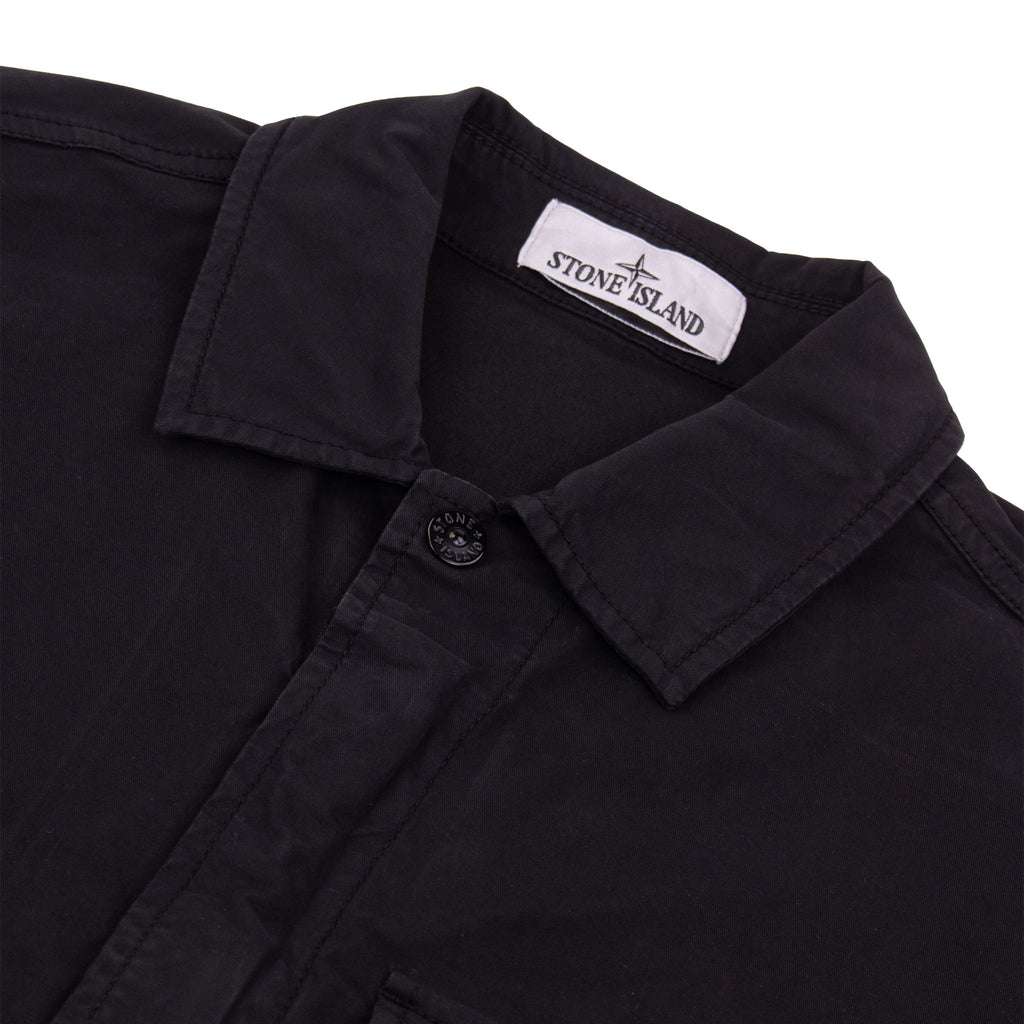 Stone Island 1100025 Stretch Cotton Twill Comfort Fit Shirt Black V0029