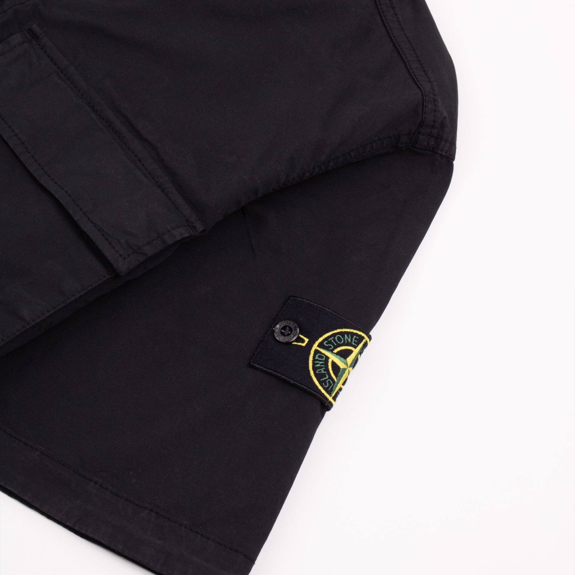 Stone Island 1100025 Stretch Cotton Twill Comfort Fit Shirt Black V0029