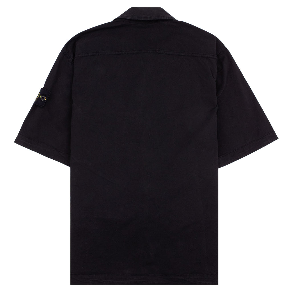 Stone Island 1100025 Stretch Cotton Twill Comfort Fit Shirt Black V0029