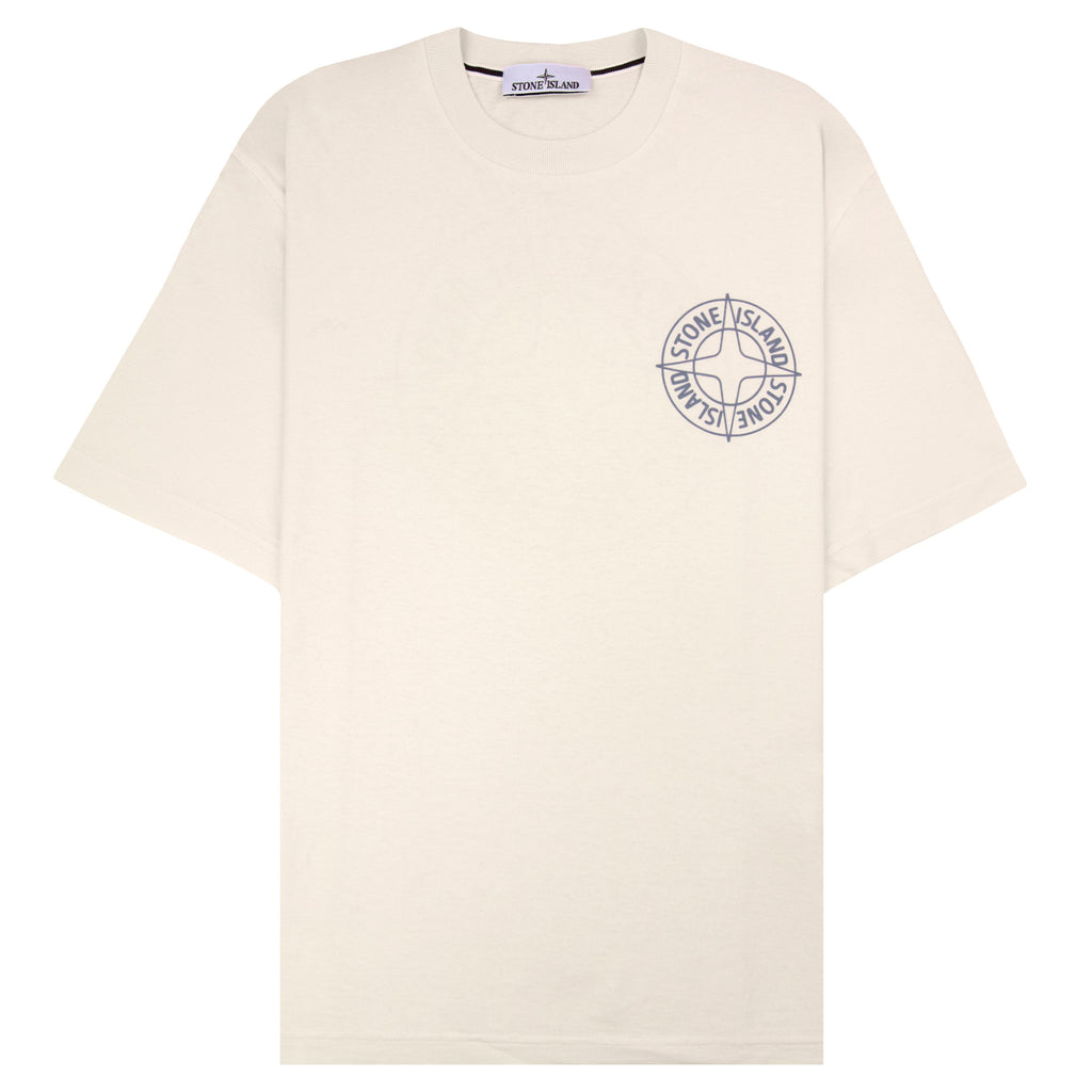 Stone Island 210001 Cotton Regular Fit Outline Compass T-Shirt Ivory V0093
