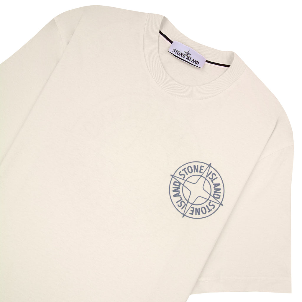 Stone Island 210001 Cotton Regular Fit Outline Compass T-Shirt Ivory V0093