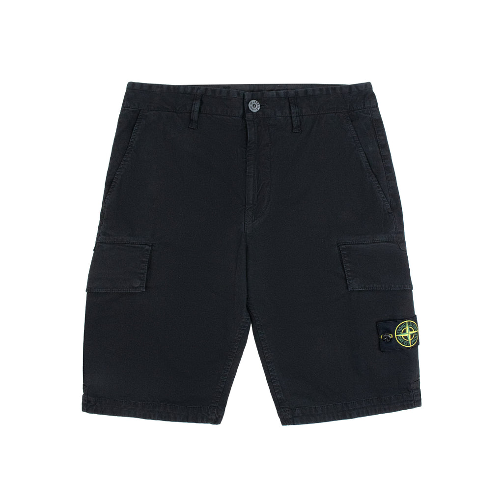 Stone Island L100018 Organic Cotton 'Old' Effect Cargo Shorts BLACK V0129