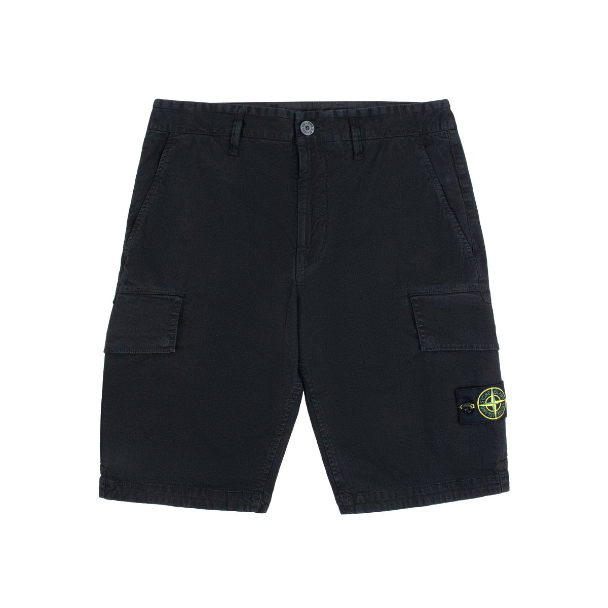 Stone Island L100018 Organic Cotton 'Old' Effect Cargo Shorts BLACK V0129