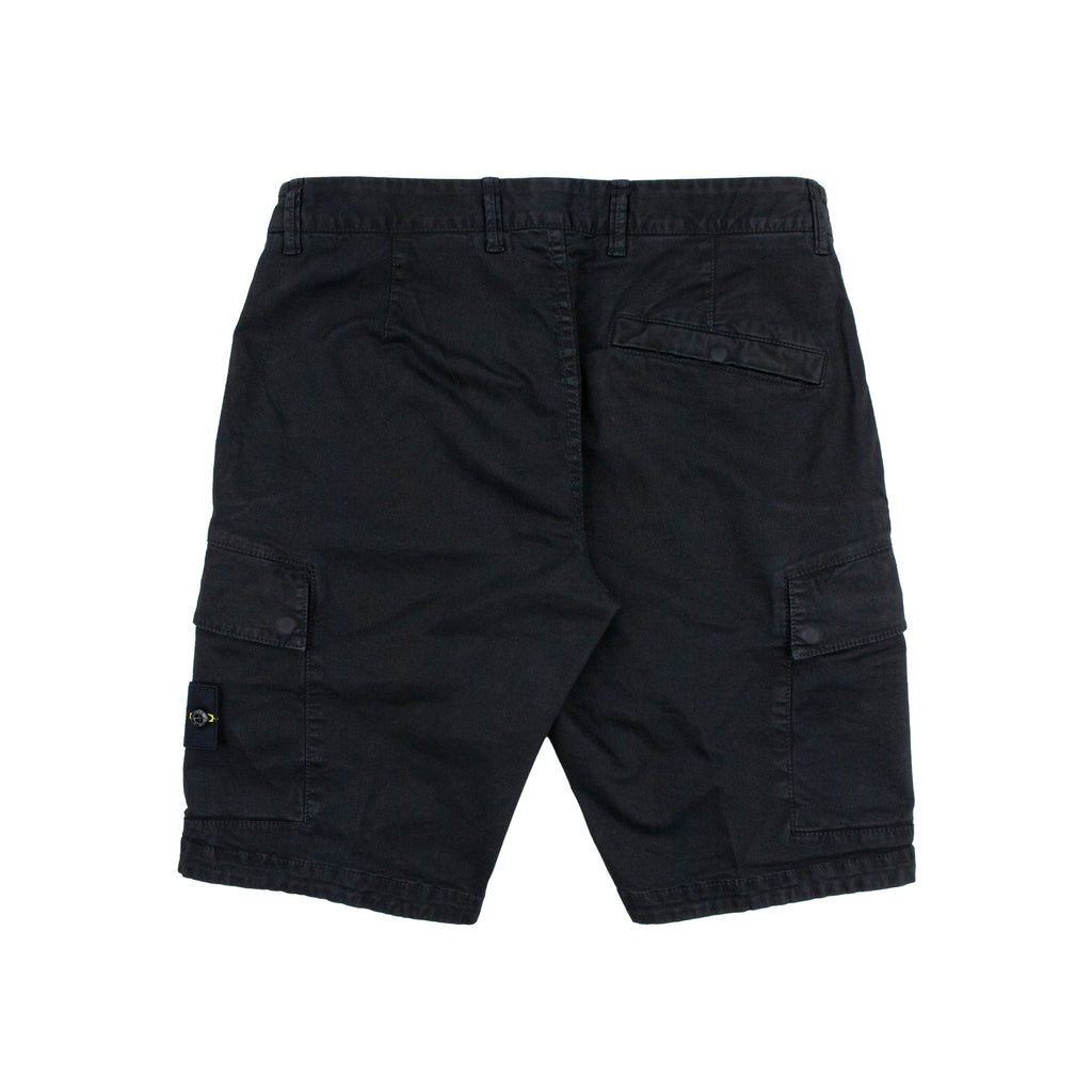 Stone Island L100018 Organic Cotton 'Old' Effect Cargo Shorts BLACK V0129