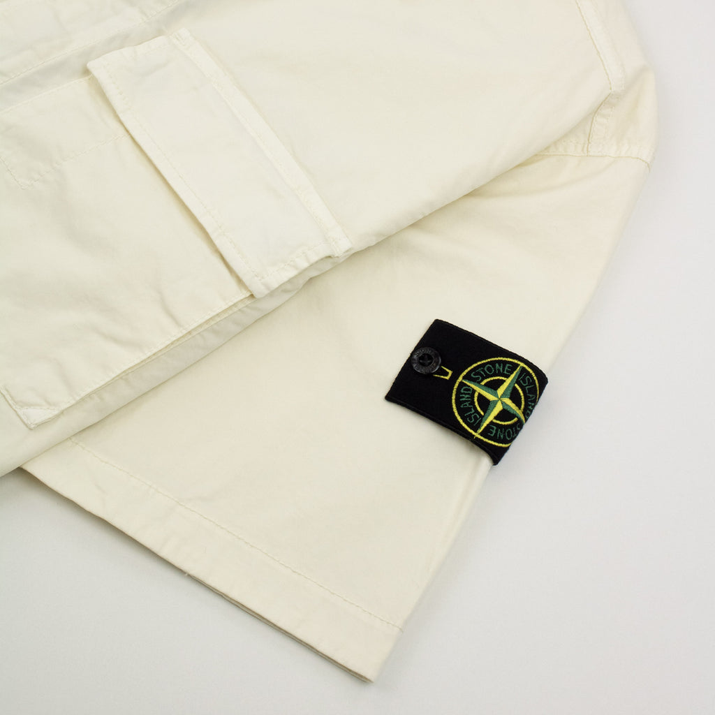 Stone Island 1100025 Stretch Cotton Twill Comfort Fit Shirt Ivory V0093