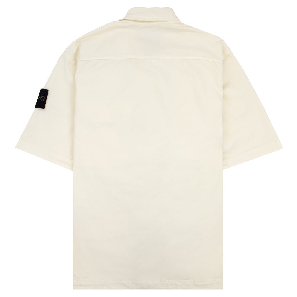 Stone Island 1100025 Stretch Cotton Twill Comfort Fit Shirt Ivory V0093