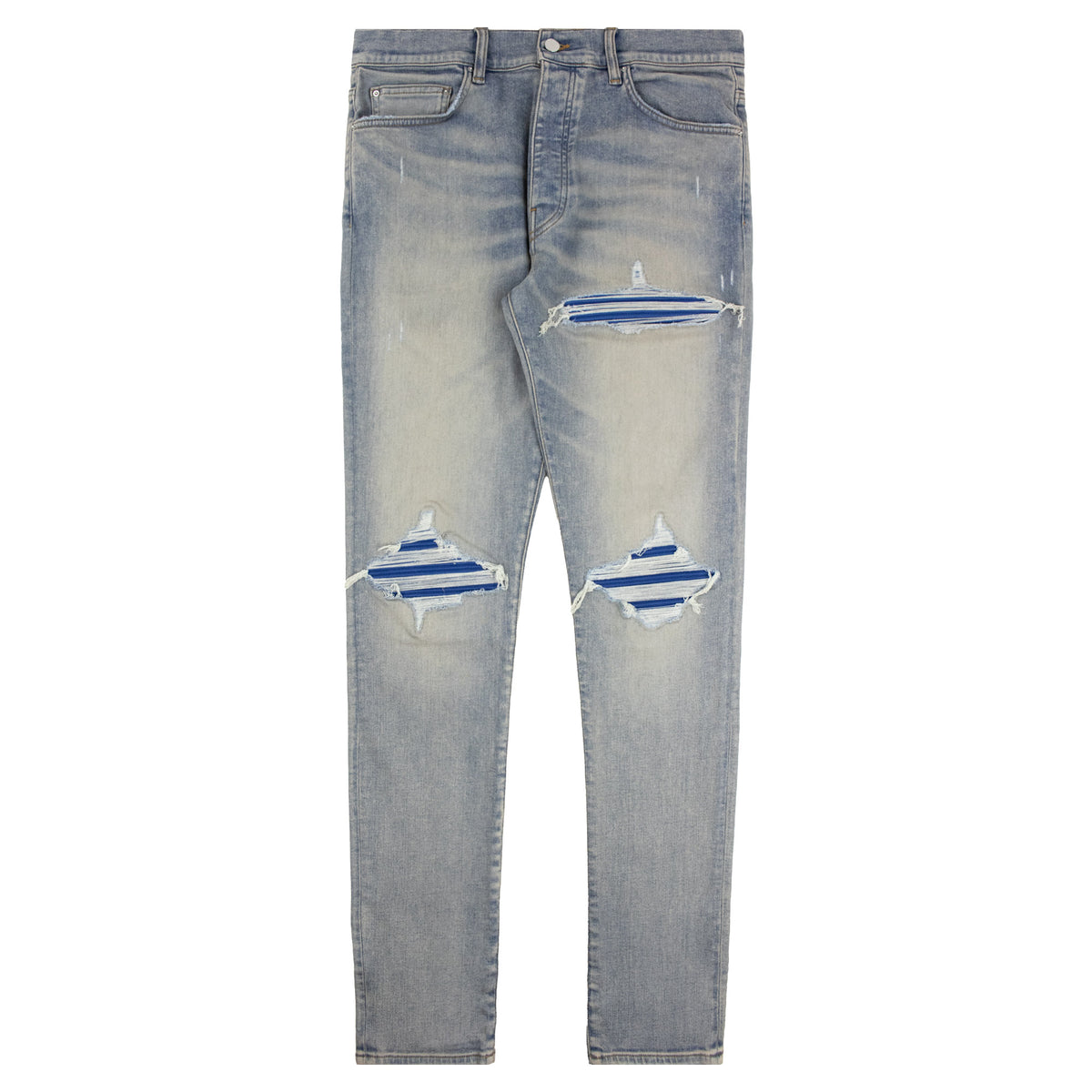 Amiri MX1 Ripped Ultrasuede Skinny Jean ANTIQUE INDIGO