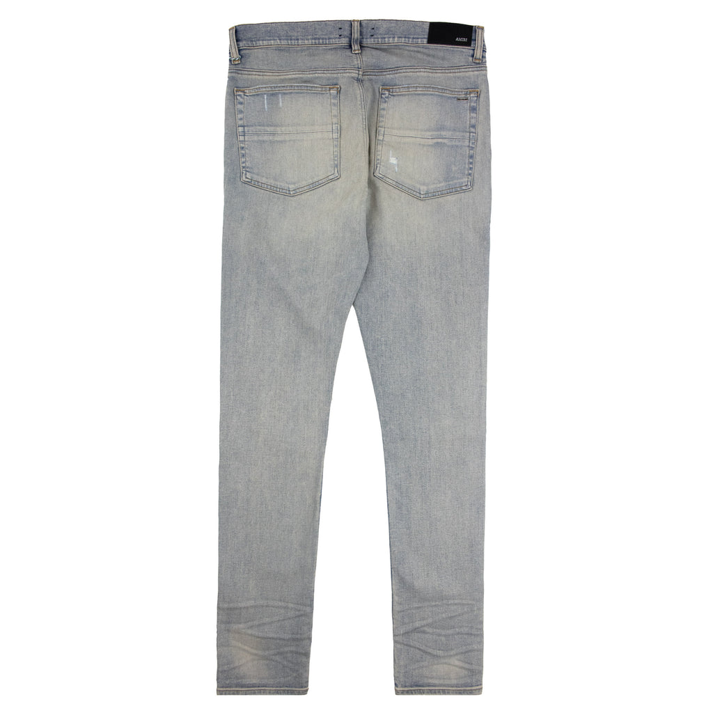 Amiri MX1 Ripped Ultrasuede Skinny Jean ANTIQUE INDIGO