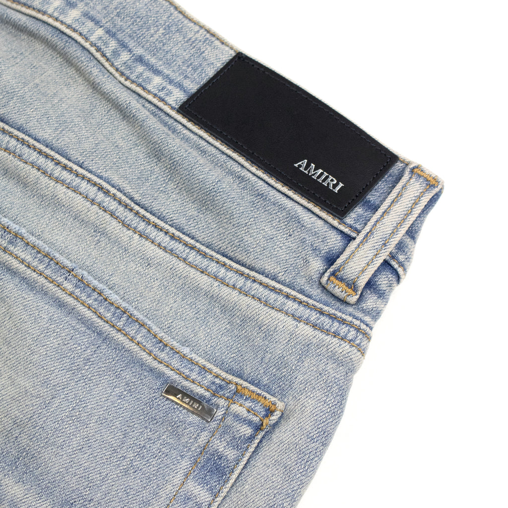 Amiri MX1 Ripped Ultrasuede Skinny Jean ANTIQUE INDIGO