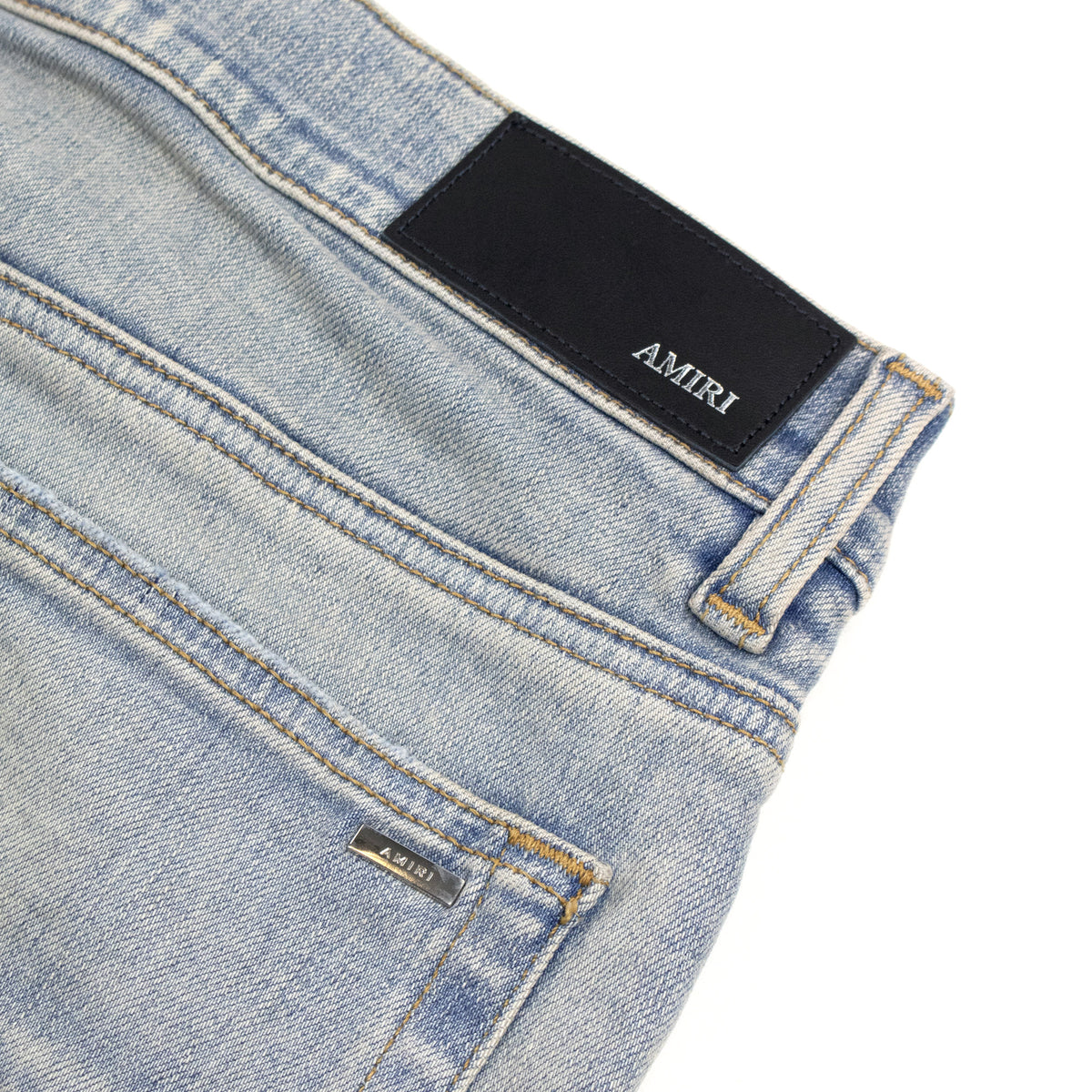 Amiri MX1 Ripped Ultrasuede Skinny Jean ANTIQUE INDIGO