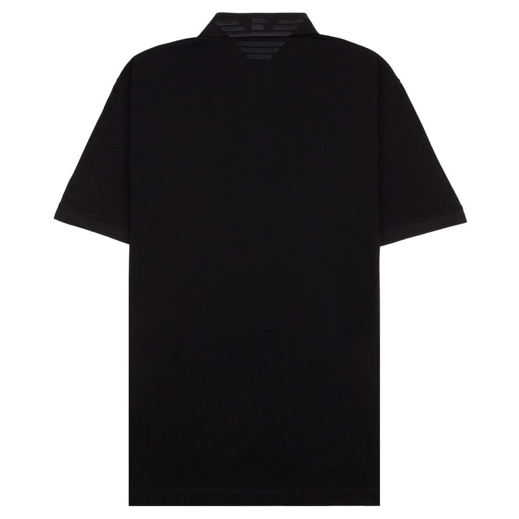 Emporio Armani Mercerised Piqué Polo Shirt with Logo Collar Nero