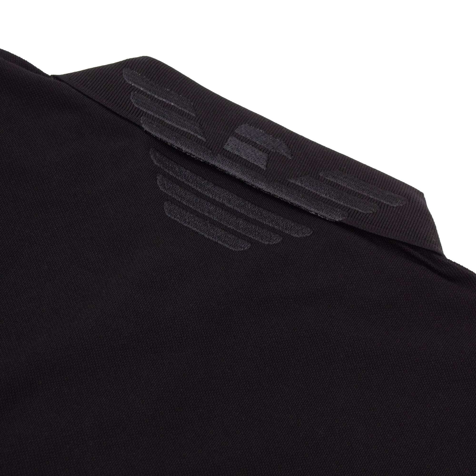 Emporio Armani Mercerised Piqué Polo Shirt with Logo Collar Nero