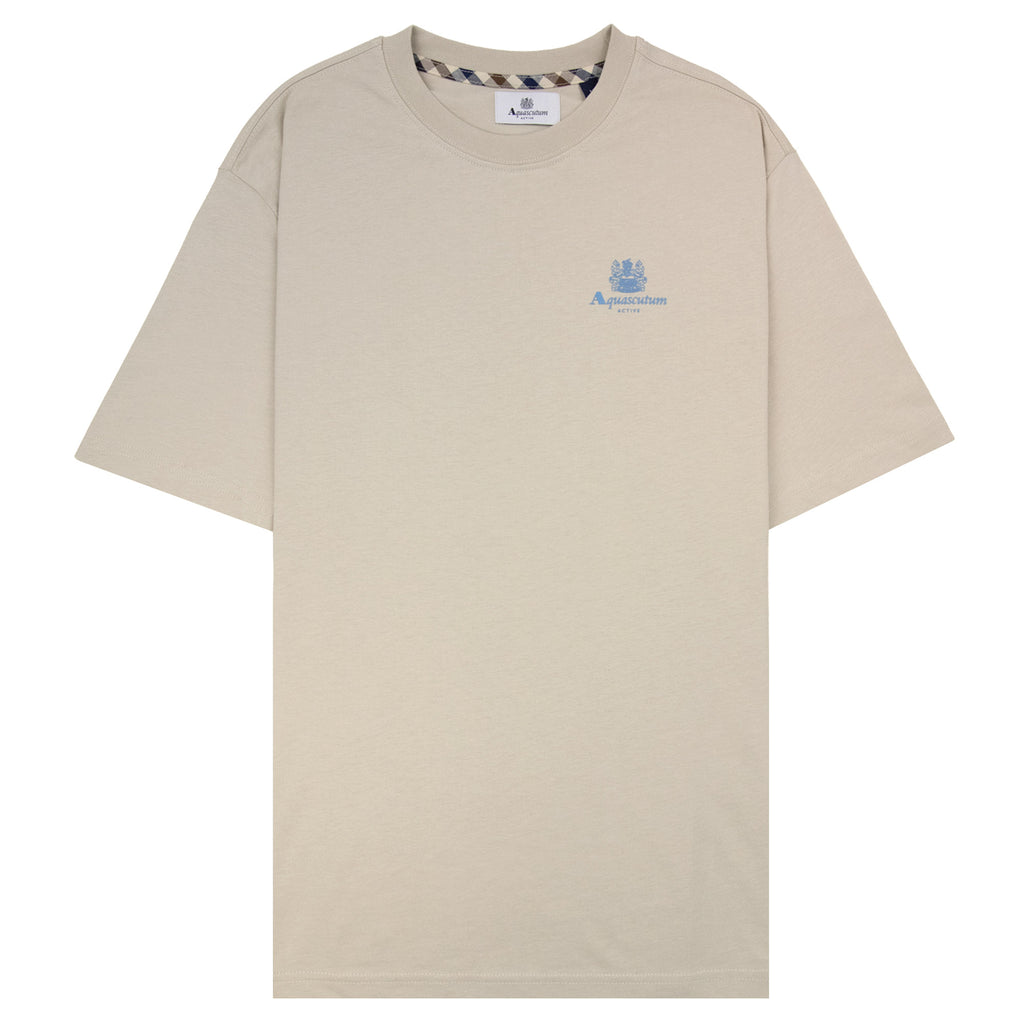 Aquascutum Active Small Logo T Shirt Beige/Blue