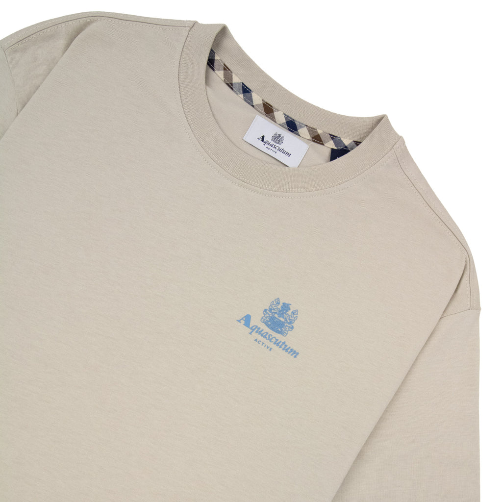 Aquascutum Active Small Logo T Shirt Beige/Blue