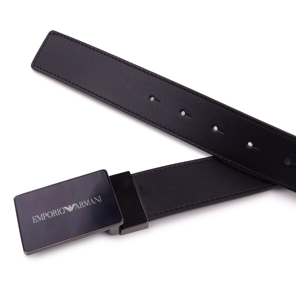Emporio Armani Logo Buckle Belt Black