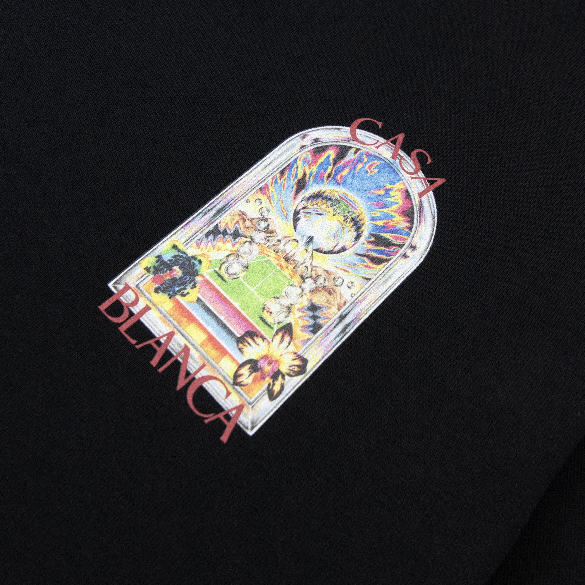 Casablanca Tennis Landscape Short Sleeve T-Shirt Black