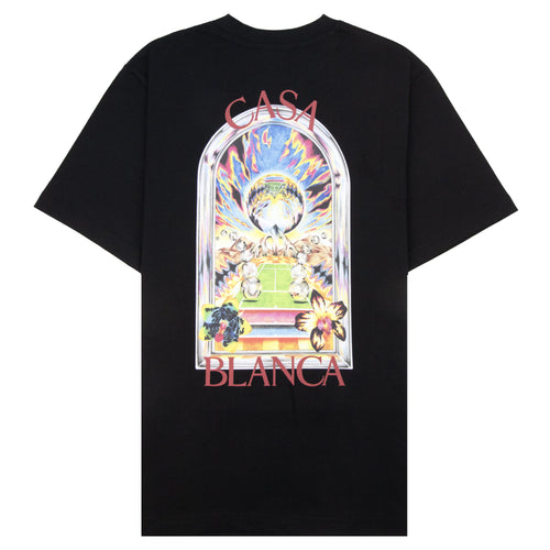Casablanca Tennis Landscape Short Sleeve T-Shirt Black