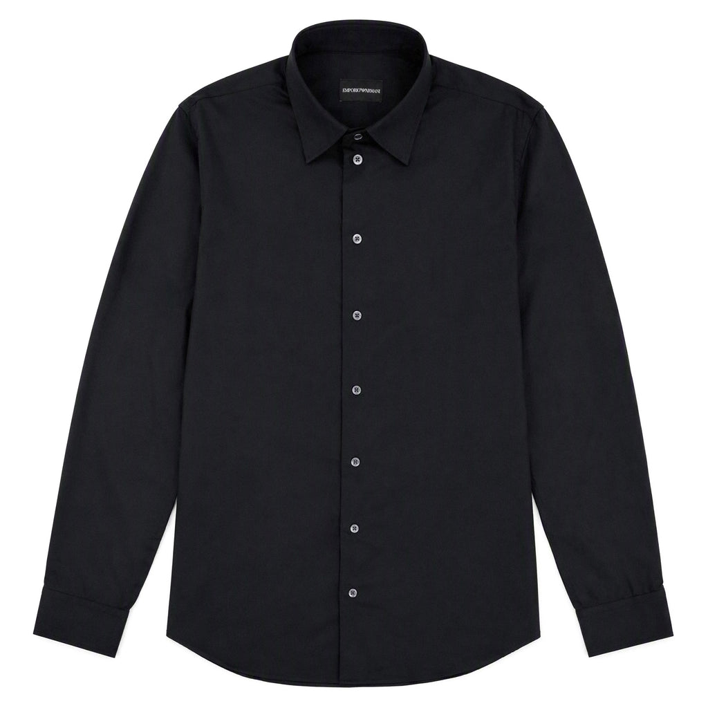 Emporio Armani Long Sleeve Cotton Shirt BLACK