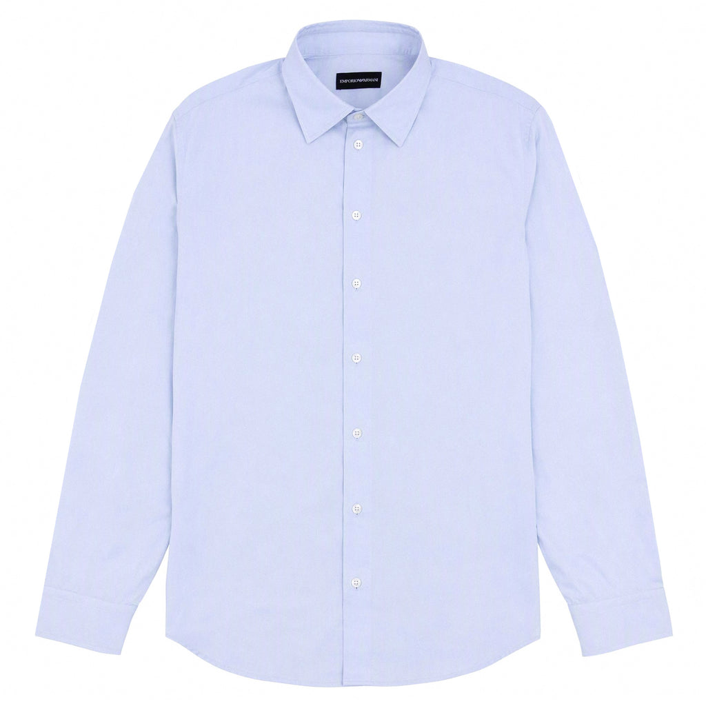 Emporio Armani Long Sleeve Cotton Shirt BLUE