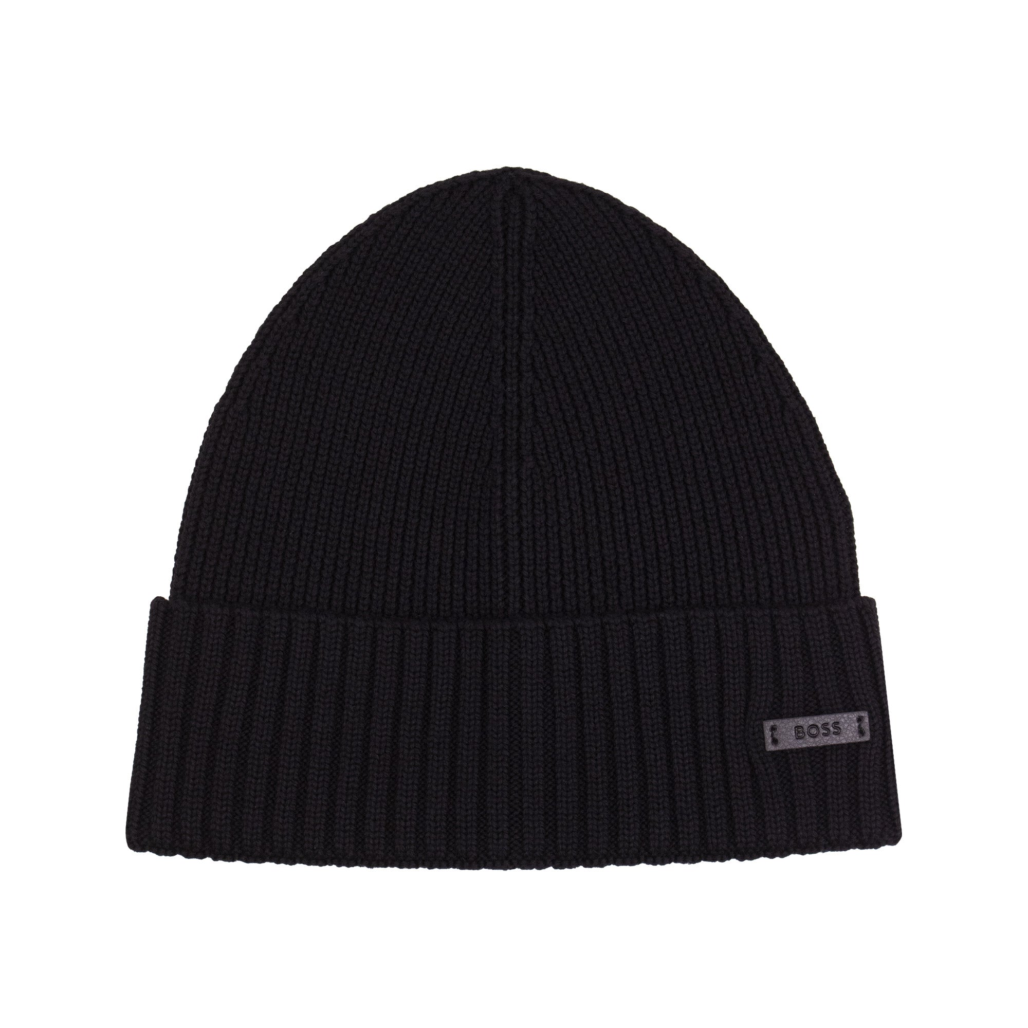 Hugo Boss Fati Rib Knit Wool Beanie Black 001
