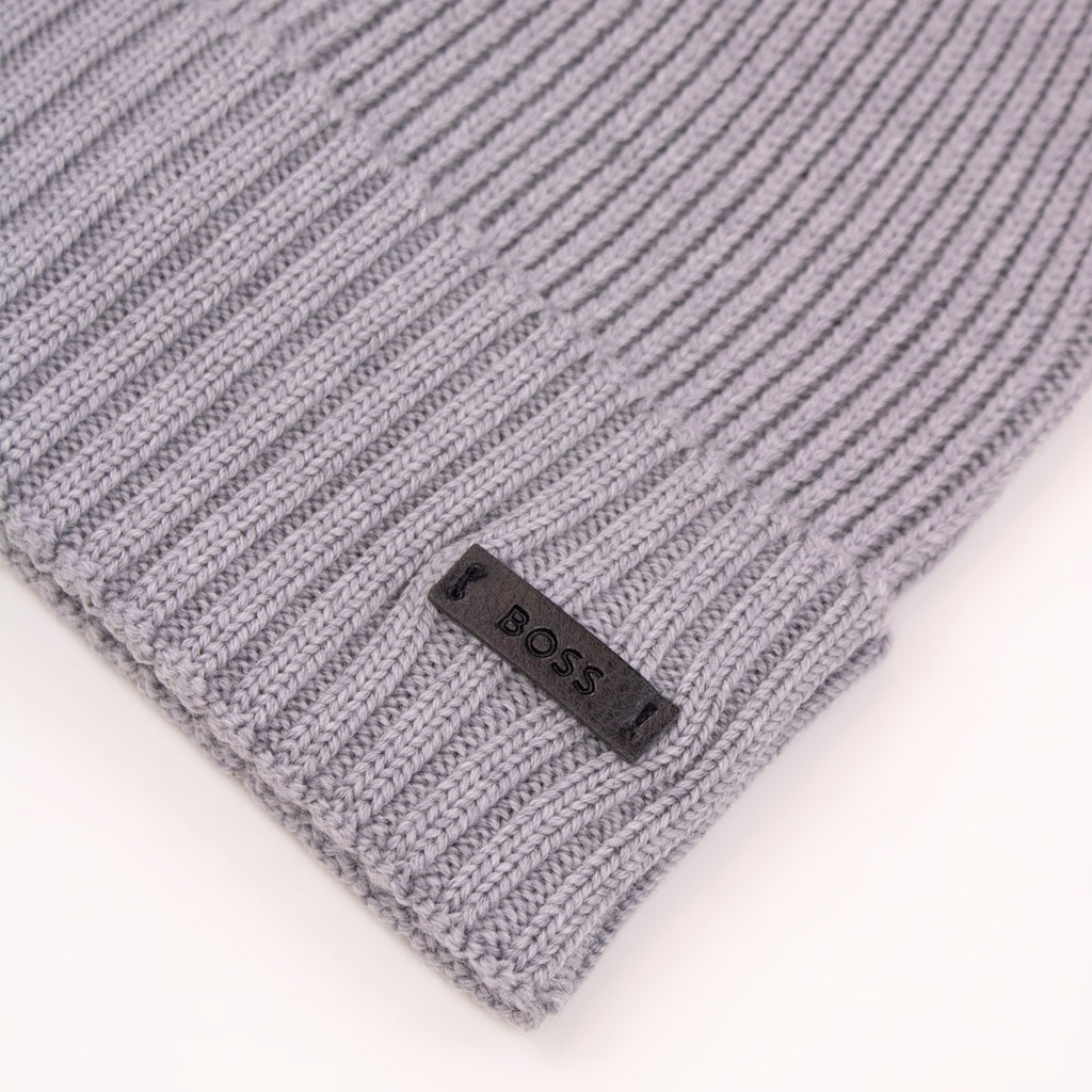Hugo Boss Fati Rib Knit Wool Beanie Grey 041