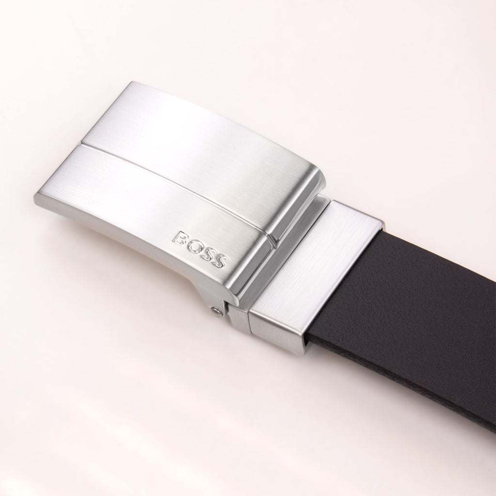 Hugo Boss Geppy Reversible Belt Set with Plaque and Pin Buckles BLACK/BLUE