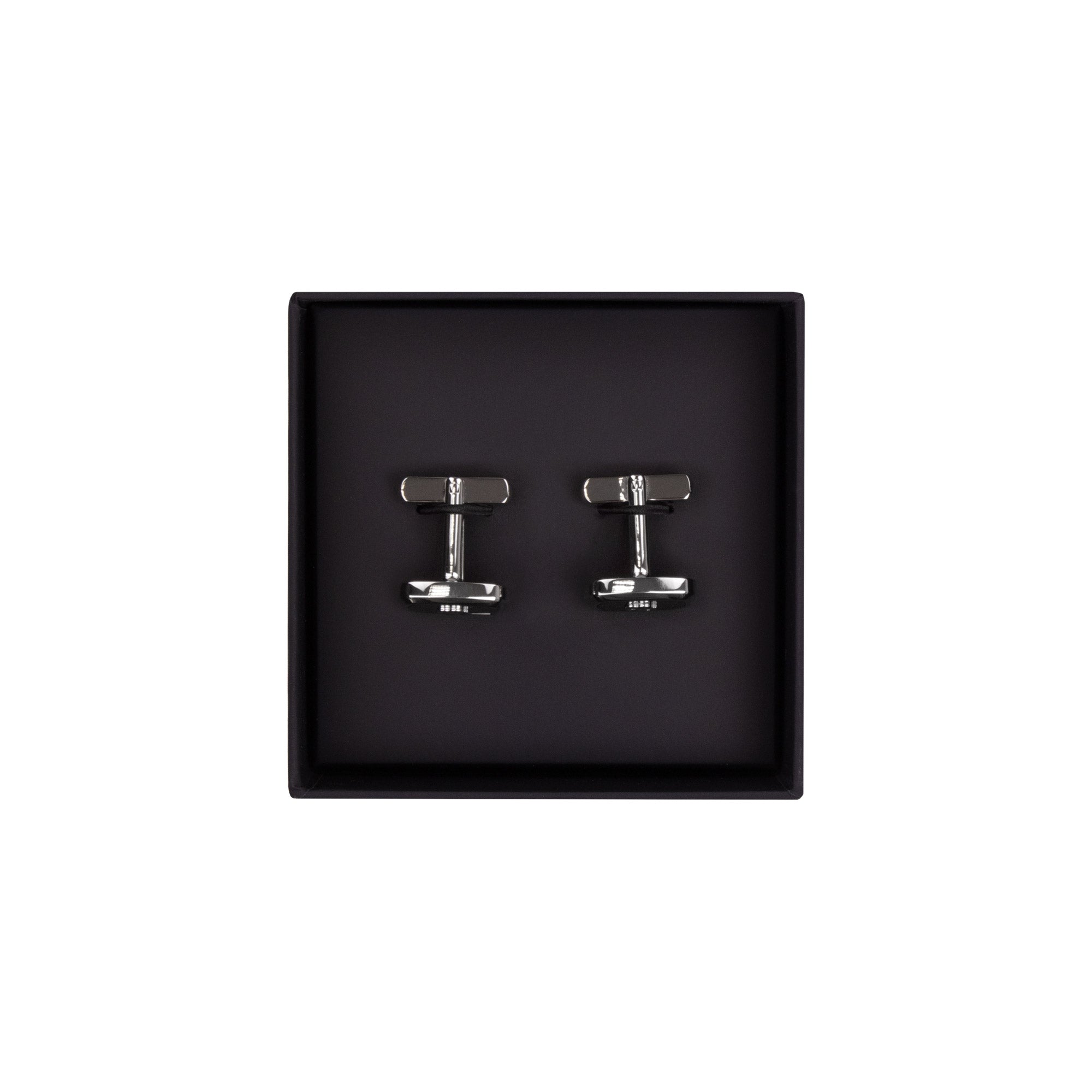 Hugo Boss Double-B Monogram Enamel Insert Cufflinks BLACK 001