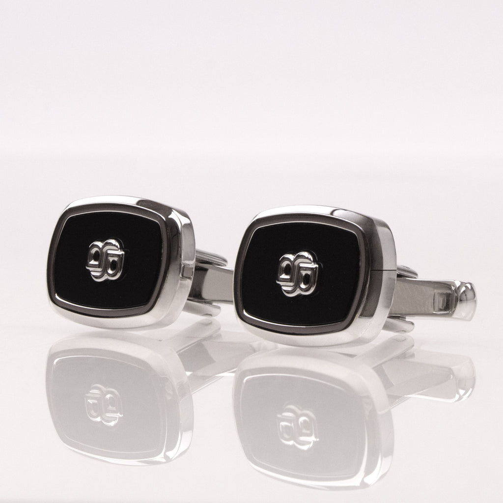 Hugo Boss Double-B Monogram Enamel Insert Cufflinks BLACK 001