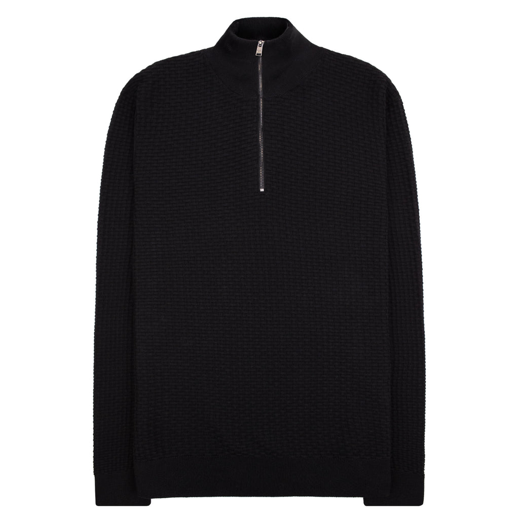 Hugo Boss Cotton Quarter-Zip Sweater Black 001