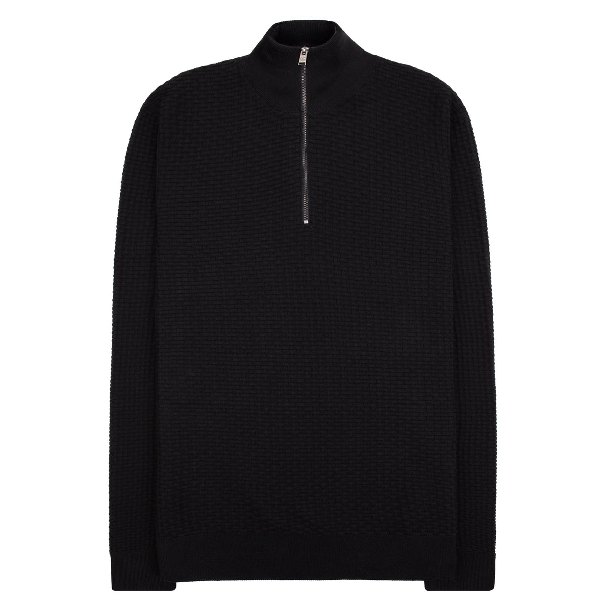 Hugo Boss Cotton Quarter-Zip Sweater Black 001